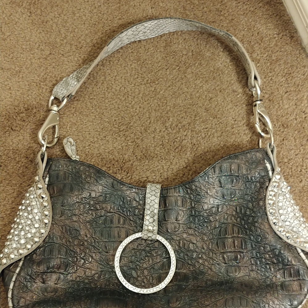 Alligator skin bling purse